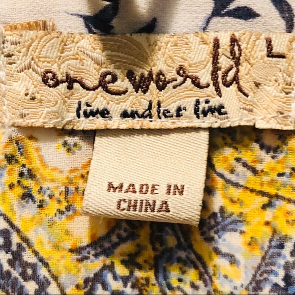 📦One World Live & Let Live button down blouse. - Picture 6 of 7